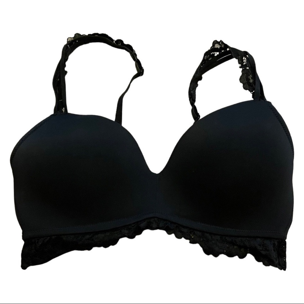 Aerie 32dd (32E) wireless black lace bra